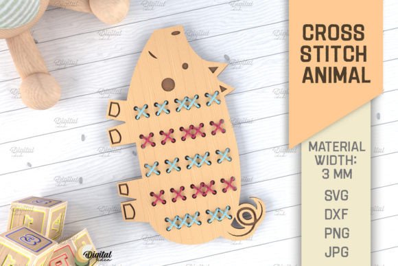 Charming Cross Stitch Animals Laser Cut. Pig SVG