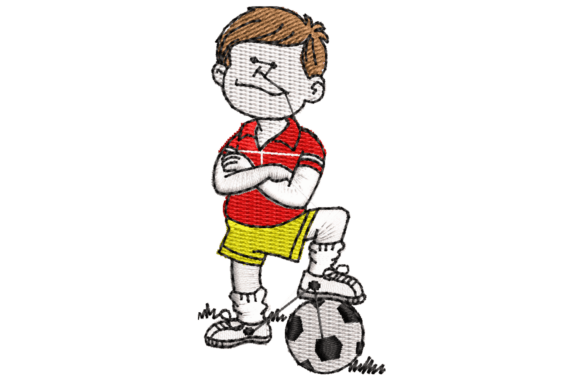 Cheerful Boy Playing Soccer Embroidery Design