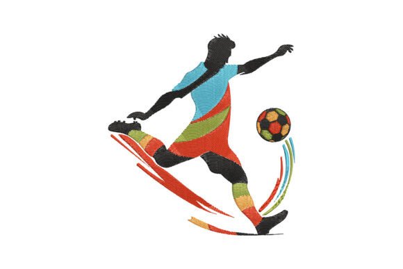 Colorful Soccer Player: A Vibrant Embroidery Design