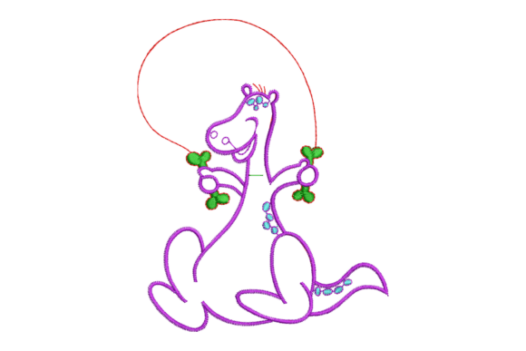 Cute Cartoon Dinosaur Jump Rope Embroidery