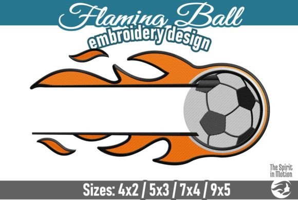 Outline Split Frame Flaming Soccer Ball