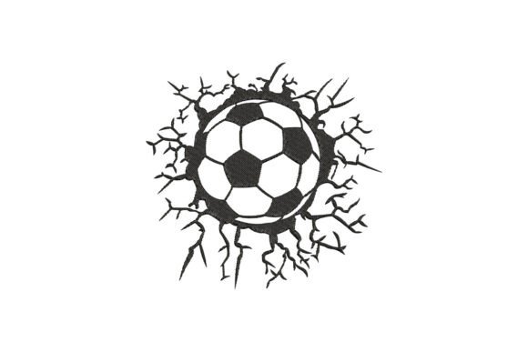 Soccer Ball Breaking Through a Wall: A Unique Embroidery Design