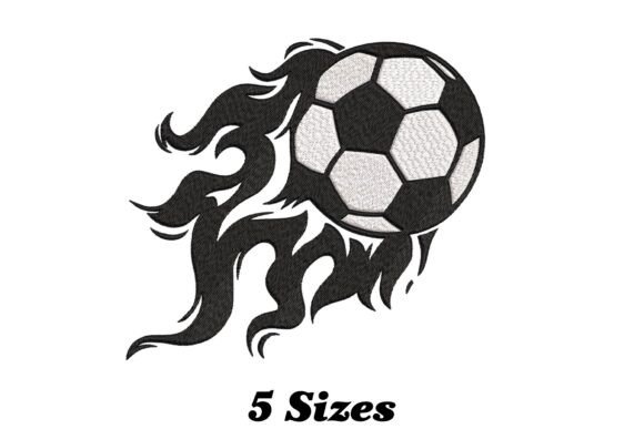 Soccer Ball on Fire: A Playful Embroidery Design