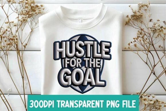 Soccer Hustle Quote Faux Embroidery PNG Review