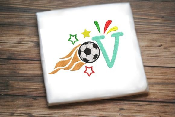 V Letter Soccer Ball Alphabet: A Festive Embroidery Design