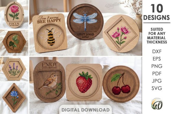 Wooden Embroidery Templates Bundle Laser